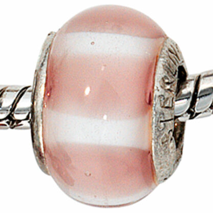 Bead 925 Silber rosé/weiß gestreift – Bild 3