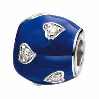 Bead/Anhänger 925 Silber "Herzen" blau