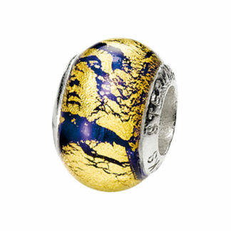 Bead 925 Silber blau/gold geflammt
