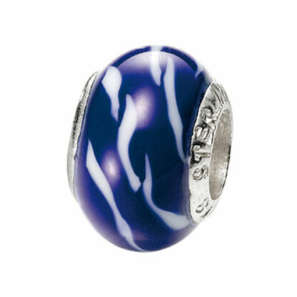 Bead 925 Silber blau/weiß Wellenmuster – Bild 2