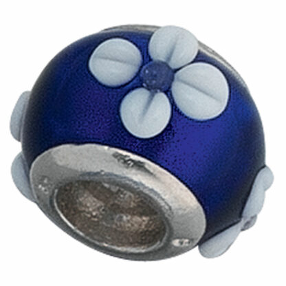 Bead 925 Silber blau mit weißen Blumen – Bild 2