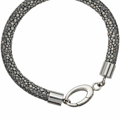 Kalbleder Armband grau mit Edelstahl
