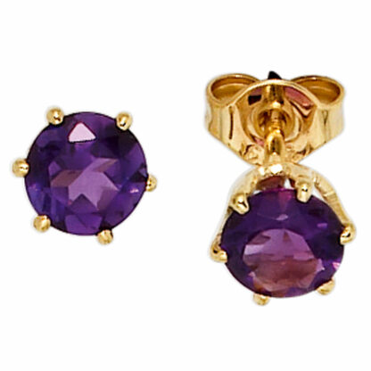 Ohrstecker 585 Gelbgold mit Amethyst