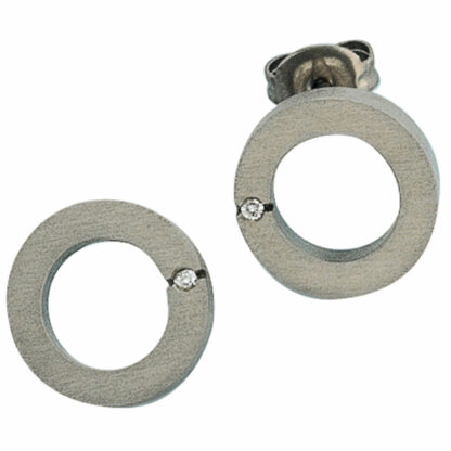 Ohrstecker rund Titan mit Brillanten