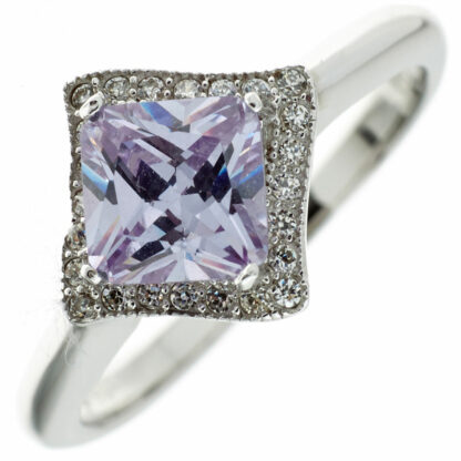 Ring Silber mit Zirkonia weiß und lavendel