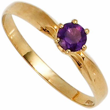 Solitär Ring 585 Gelbgold mit Amethyst