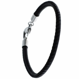 Lederarmband schwarz mit Edelstahl