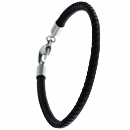 Lederarmband schwarz mit Edelstahl