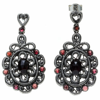 Ohrhänger 925 Silber antik mit Granat rot