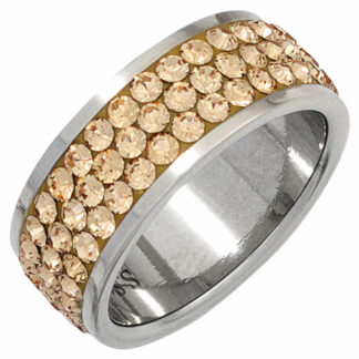 Ring Edelstahl mit SWAROVSKI ELEMENTS champagner