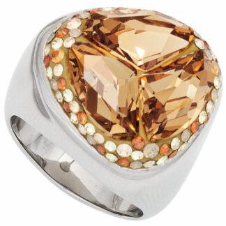Ring Edelstahl mit SWAROVSKI ELEMENTS cognac