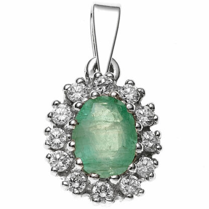 Anhänger 925 Sterling Silber mit Smaragd und Zirkonia