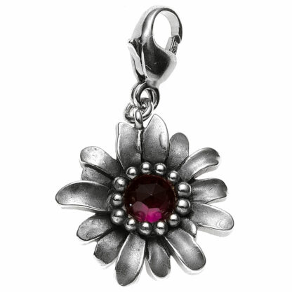 Einhänger/Charm "Blume" 925 Silber mit Granat