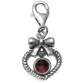 Einhänger "Herz mit Schleife" 925 Silber und Granat rot