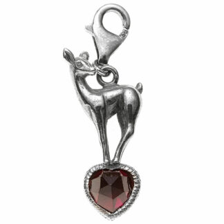 Einhänger "Reh" mit Granat-Herz 925 Silber