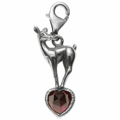 Einhänger "Reh" mit Granat-Herz 925 Silber