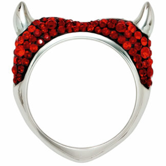 Ring "Teufel" 925 Silber mit Kristallen rot