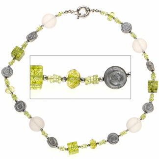 Collier mit Peridoten und Bergkristall 