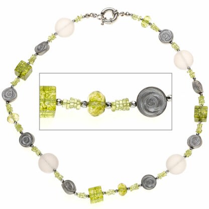 Collier mit Peridoten und Bergkristall 