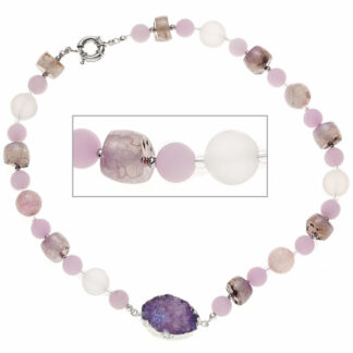 Natur-Edelstein-Collier mit Amethyst und Bergkristall