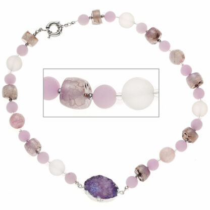 Natur-Edelstein-Collier mit Amethyst und Bergkristall
