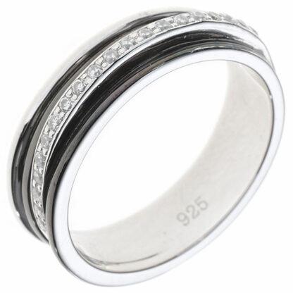 Ring 925 Silber geschwärzt mit Zirkonia