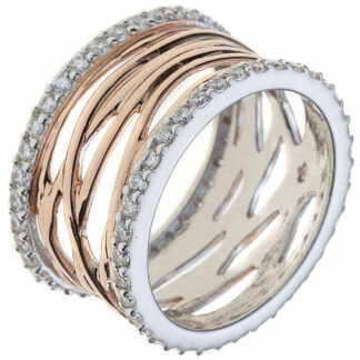 Ring 925 Silber/teilrotvergoldet mit Zirkonia