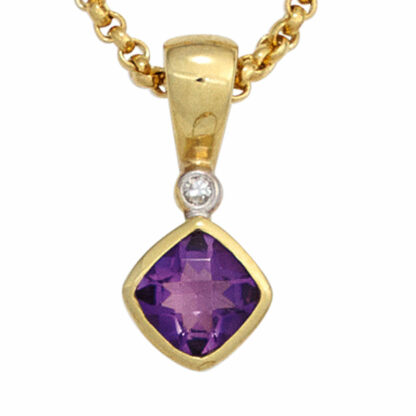 Anhänger 333 Gelbgold mit Amethyst und Diamant 0,01 ct.