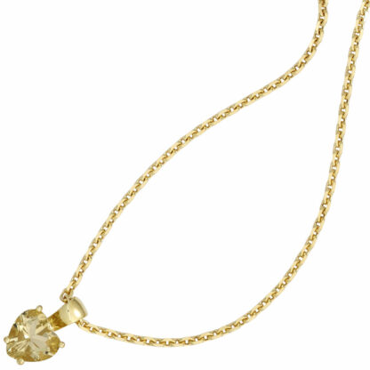 Anhänger herzförmig 333 Gelbgold mit Lemonquarz – Bild 2