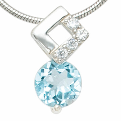 Anhänger 925 Silber mit Blautopas und Zirkonia