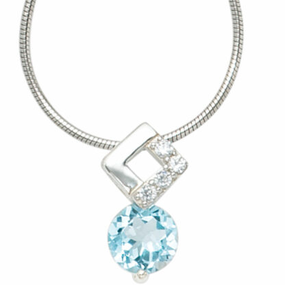 Anhänger 925 Silber mit Blautopas und Zirkonia – Bild 3