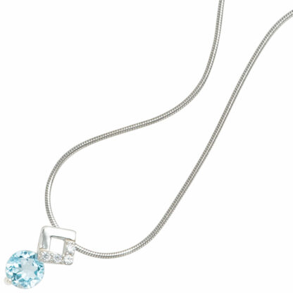 Anhänger 925 Silber mit Blautopas und Zirkonia – Bild 2