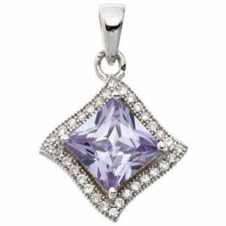 Anhänger 925 Silber mit Zirkonia lavendel und weiß