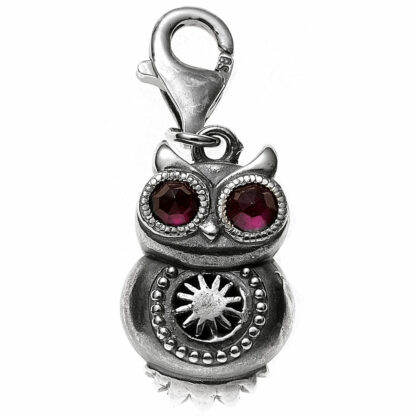 Charm "Eule" 925 Silber mit Granat