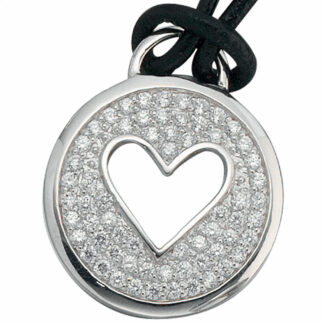 Collier 925 Silber "Herz" mit Leder und Zirkonia
