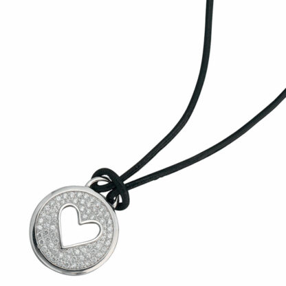 Collier 925 Silber "Herz" mit Leder und Zirkonia – Bild 2