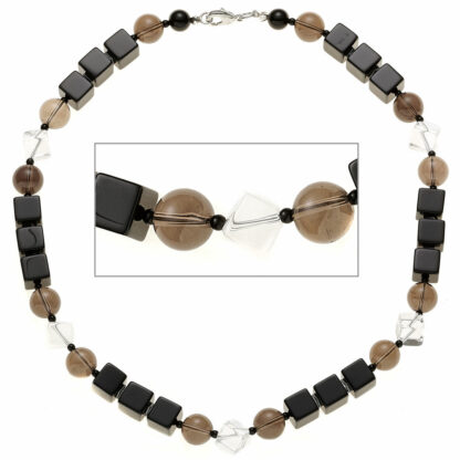 Collier Onyx, Rauchquarz und Bergkristall