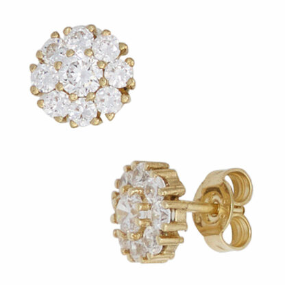 Ohrstecker 375 Gelbgold mit Zirkonia weiß