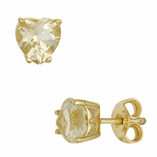 Ohrstecker herzförmig 333 Gelbgold mit Lemonquarz