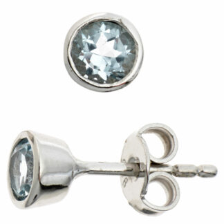 Ohrstecker 925 Silber mit Blautopasen rund