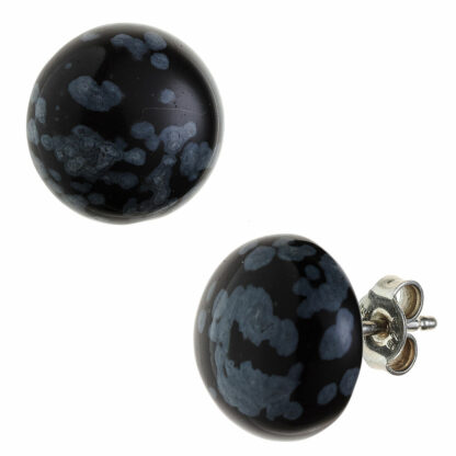 Ohrstecker 925 Silber mit Schneeflocken-Obsidian