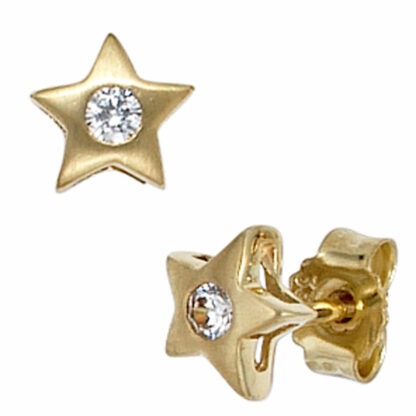 Ohrstecker "Stern" 333 Gelbgold mit Zirkonia