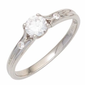 Ring 333 Weißgold mit 3 Zirkonia weiß