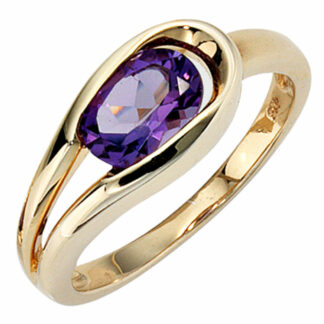 Amethyst Ring 333 Gelbgold oval