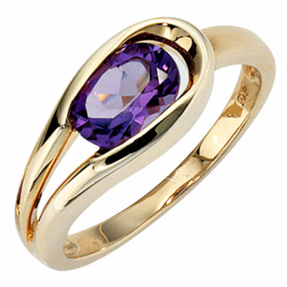 Amethyst Ring 333 Gelbgold oval
