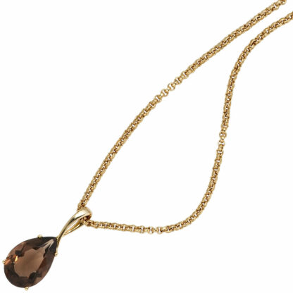 Anhänger 333 Gelbgold mit Rauchquarz Tropfen – Bild 2
