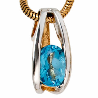Anhänger 585 Gelbgold/teilrhodiniert mit Blautopas