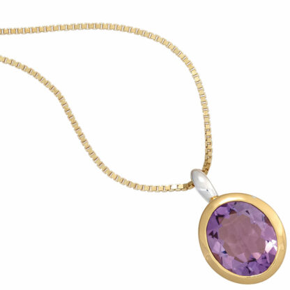 Amethyst Anhänger in 925 Silber/teilvergoldet – Bild 2