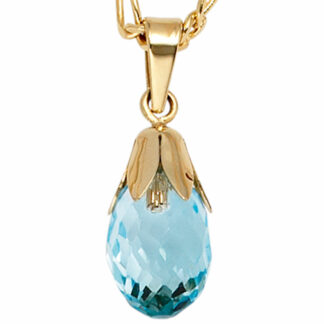 Anhänger "Blütenkelch" 333 Gelbgold mit Blautopas
