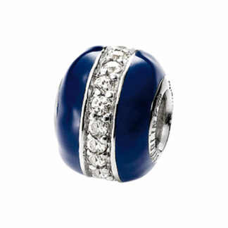 Bead blau 925 Silber mit Zirkonia weiß